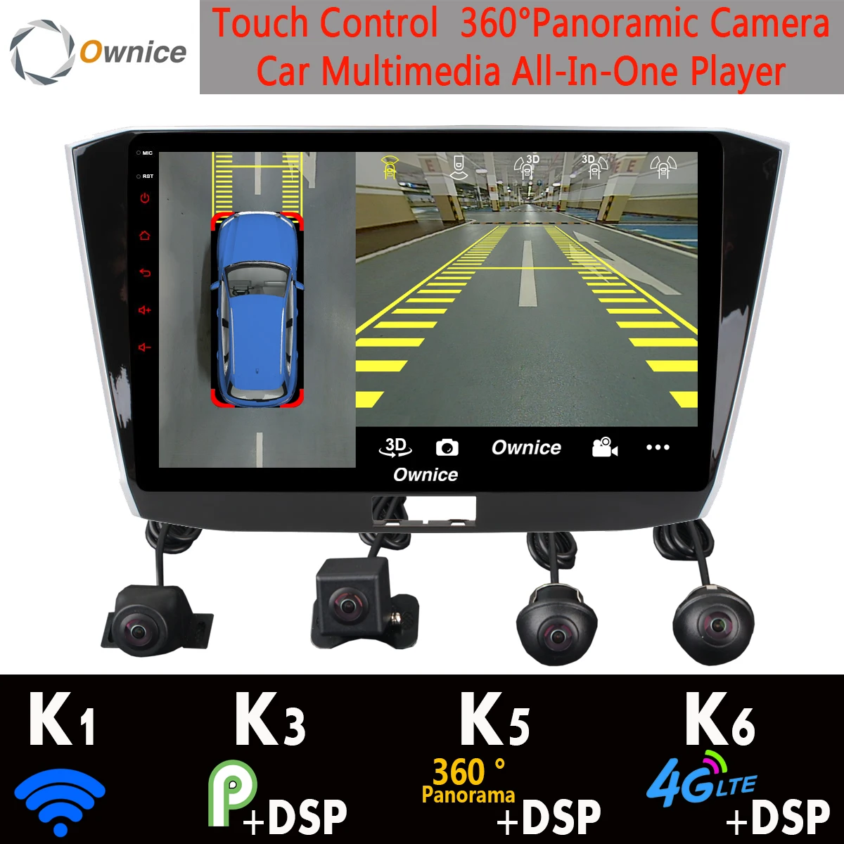 360 ° DVR AHD камера 4G SIM Wi-Fi Android 9 0 8 ядер + 64G DSP CarPlay автомобильный мультимедийный плеер