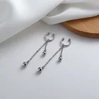 Серьги-клипсы серебристого цвета в стиле панк-рок, без пирсинга, модная цепочка, серьги-капельки, массивные серьги для женщин, ювелирные изделия для вечеринки