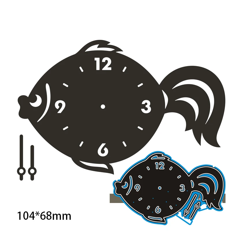 

Cutting Dies Goldfish Clock Metal And Stamps Stencil For DIY Scrapbooking Photo Album Embossing Paper Card 104*68mm