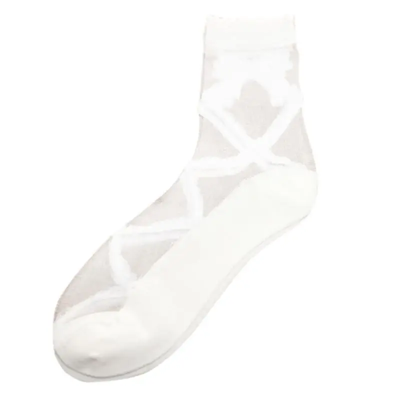 Women's Japanese Bow Large Mesh Crystal Glass Socks | Женская одежда