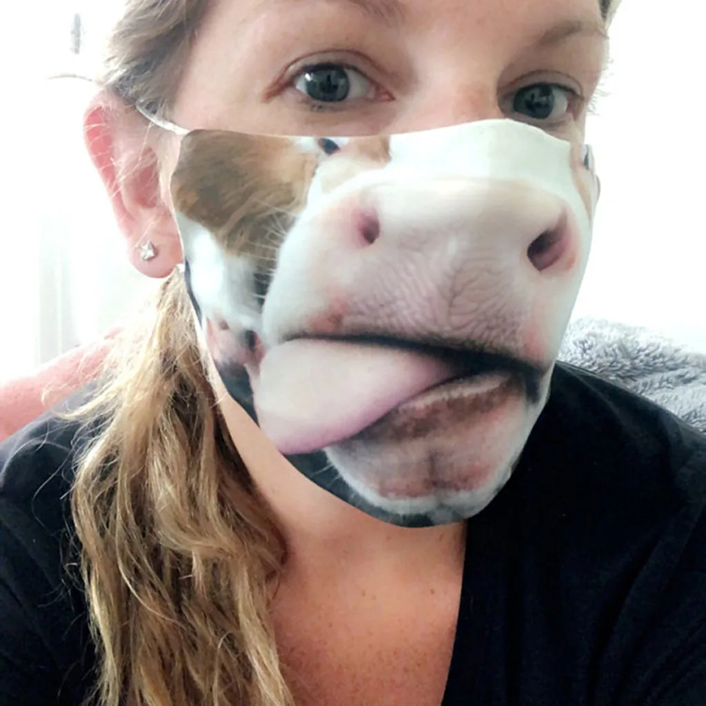 Усы борода 3D Животные забавное выражение маска для лица моющаяся многоразовая