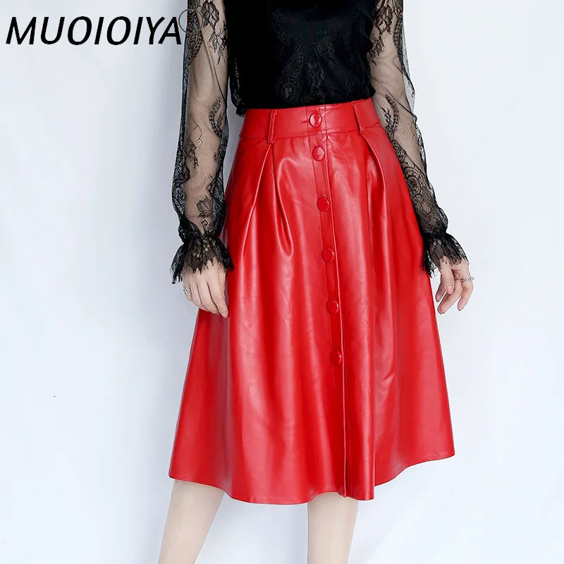 

Genuine Leather Skirt Women Real Natural Sheepskin Ladies Office Designs High Waist Long Maxi Skirts Female Red Black Plus Size