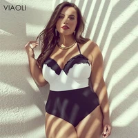 2018 large size sexy women swimsuit female tankini 4xl bathing suit black white stitching swimsuit striangle bikini sets beach