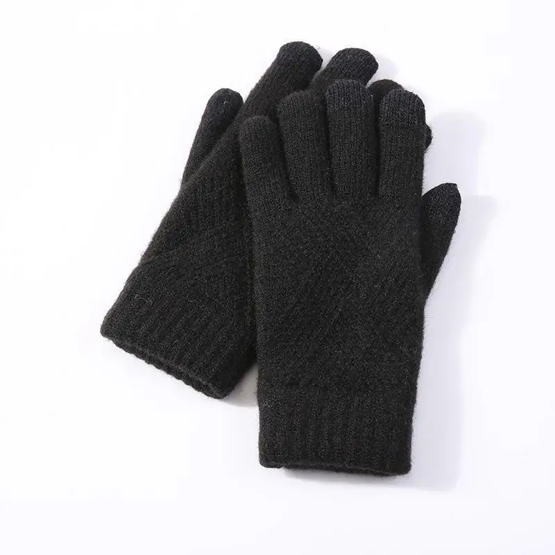 

Thickening Knit Gloves Women's Autumn Winter Warm Touch Screen Glove Velvet Acrylic Outdoor Riding Mittens Gloves Windproof