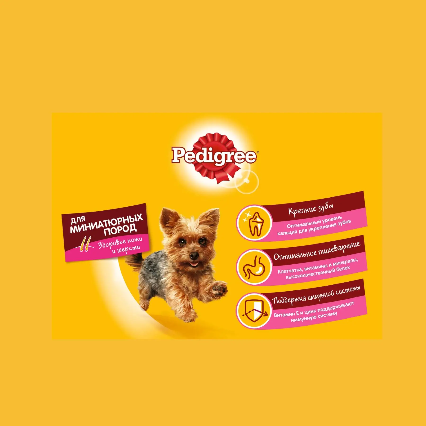 Корм сухой полнорационный Pedigree для взрослых собак миниатюрных пород с говядиной