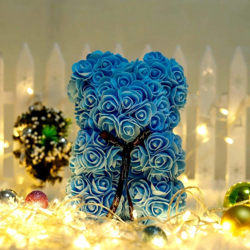 

CPDD 25cm Preserved Fresh Flowers Rose Bear Home Decoration Ornaments Creative Gift