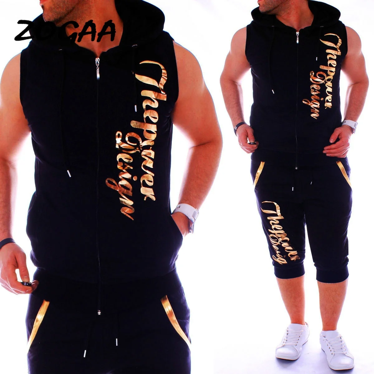 ZOGAA Men Jogger Sets 2Pcs of Hoodies And Shorts Men Letter Printed Sweatsuits Workout Tracksuits Shorts 2020 Hot Sale Tracksuit
