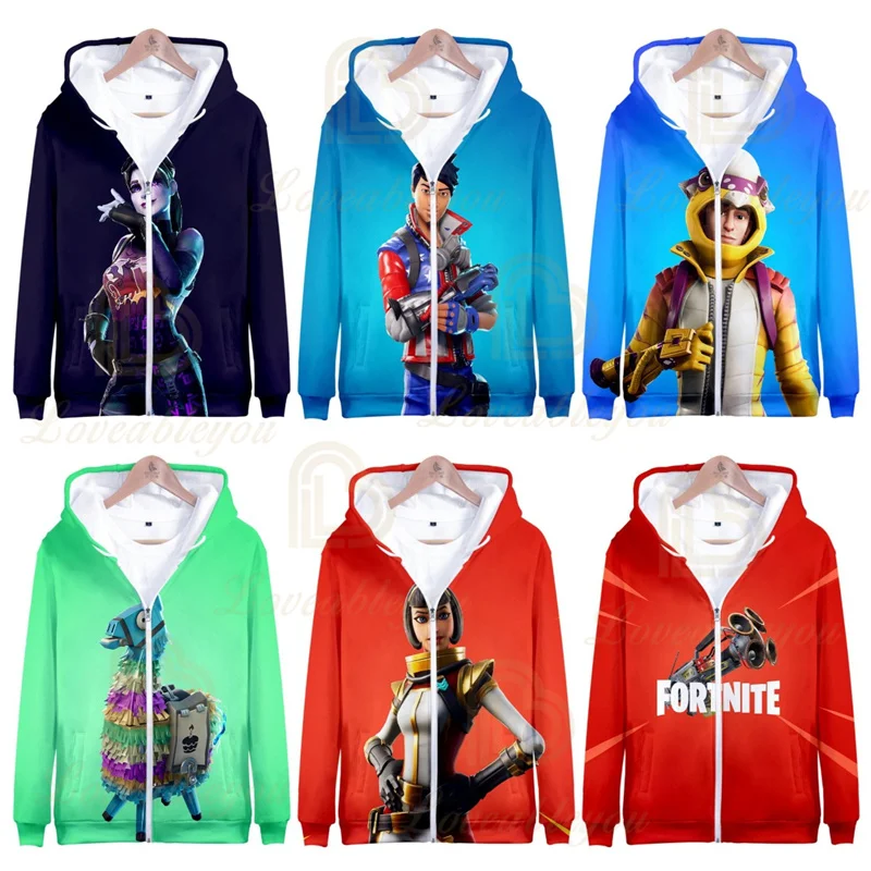 

Fortnite Children Zipper Hoodie Game Cosplay Clothes Long Sleeve Sweatshirts Size100-4XL Royale Battle Boy Streetwear Hoody Coat
