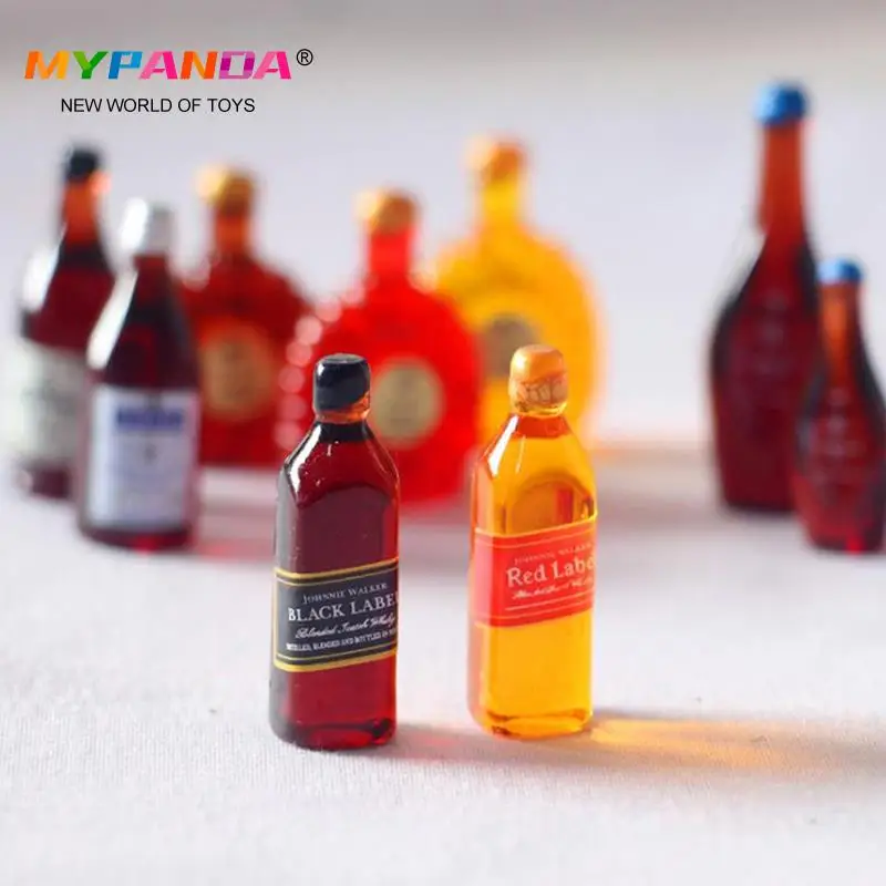 

4pcs/5Pcs/set 1/12 Dollhouse Miniature Accessories Mini Resin Wine Bottle Simulation Drinks Model Toys For Dollhouse Decoration
