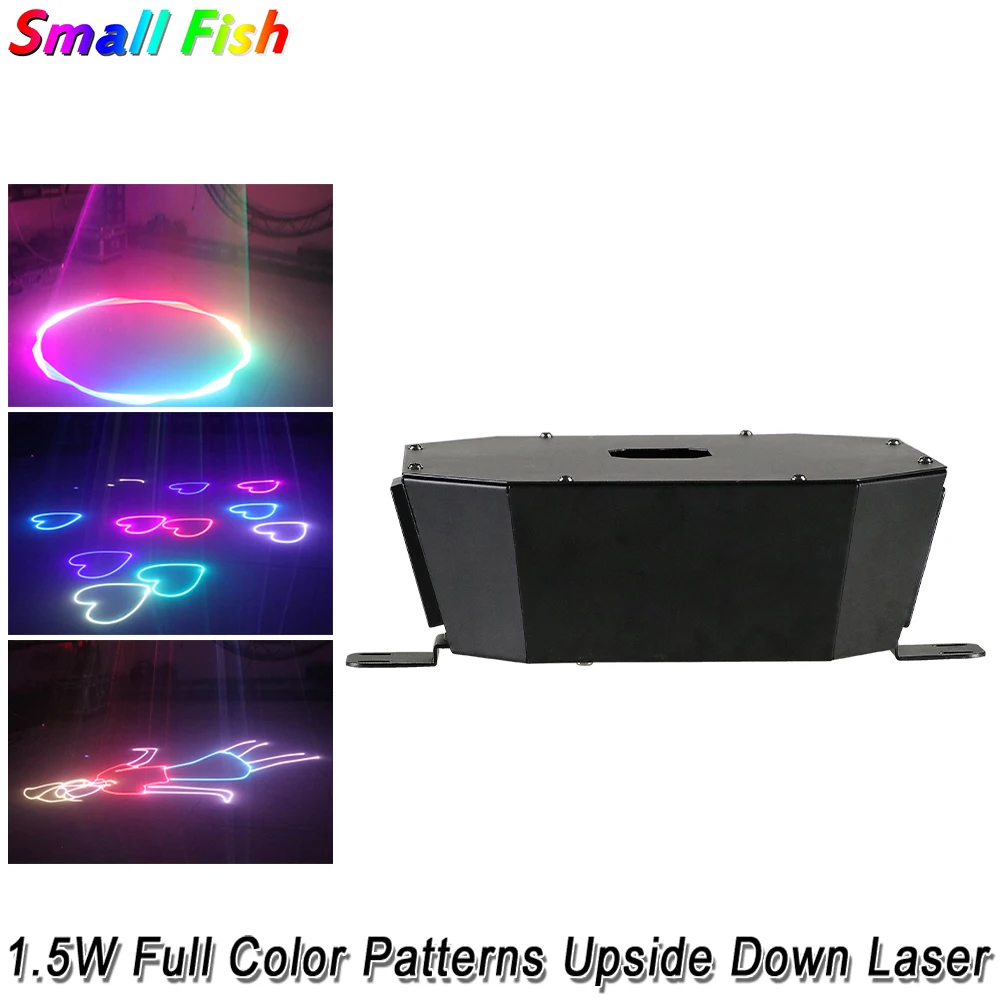 

1.5W Full Color Patterns Upside Down Laser Light DMX512 RGB Stage 256 Patterns Animation Laser Projector For Disco DJ Bar Party