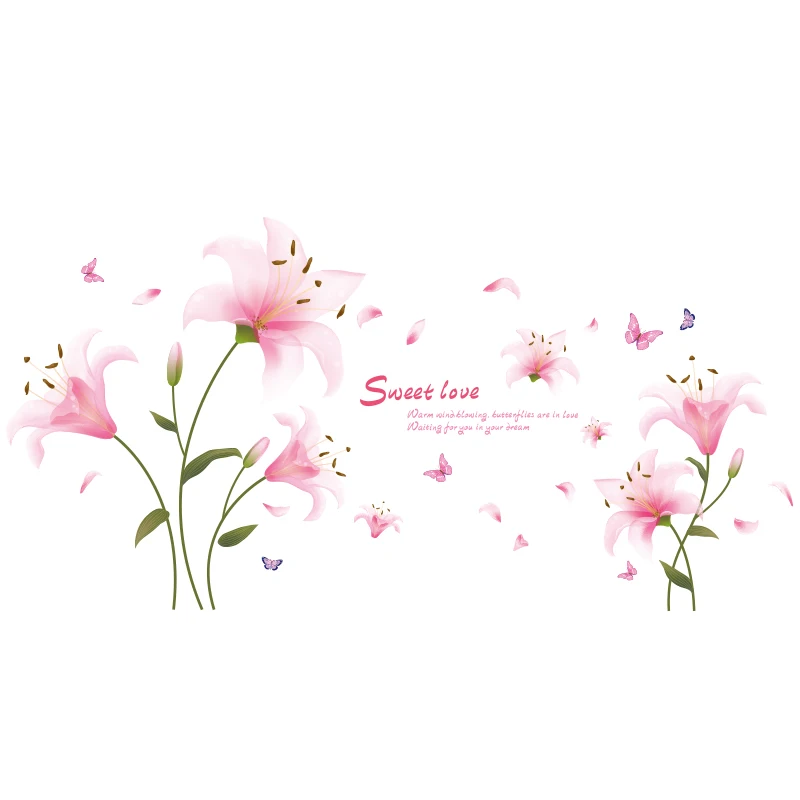 

[shijuekongjian] Flowers Plant Wall Stickers DIY Cartoon Girl Wall Decals for Living Room Kids Bedroom Nursery House Decoration