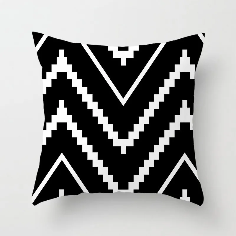 

Black White Geometric Polyester Cushion Cover Throw Pillow Living Room Car Home Decoration Sofa Bed Decorative Pillowcase Cover