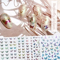 15pcs nail blue butterfly stickers watercolor decals sliders wraps manicure summer nail art decorations