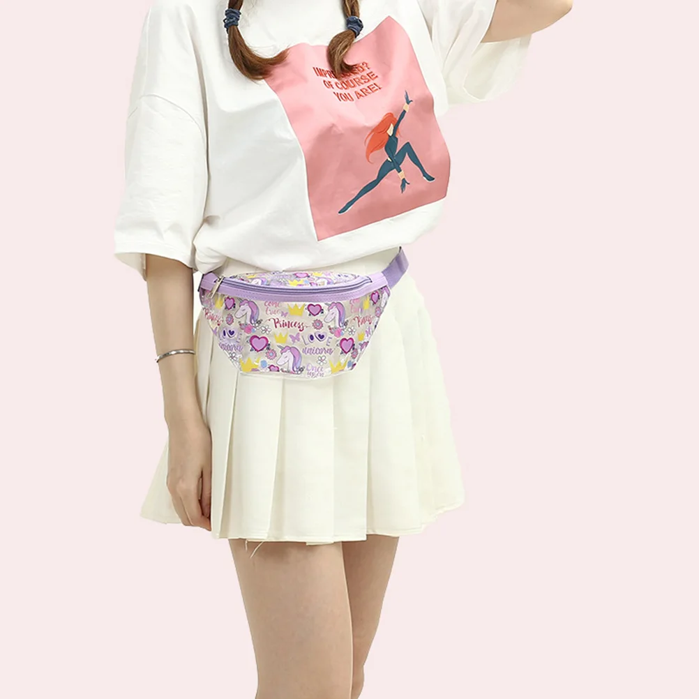 Прозрачная поясная сумка из ПВХ с мультипликационным единорогом Женский поясной