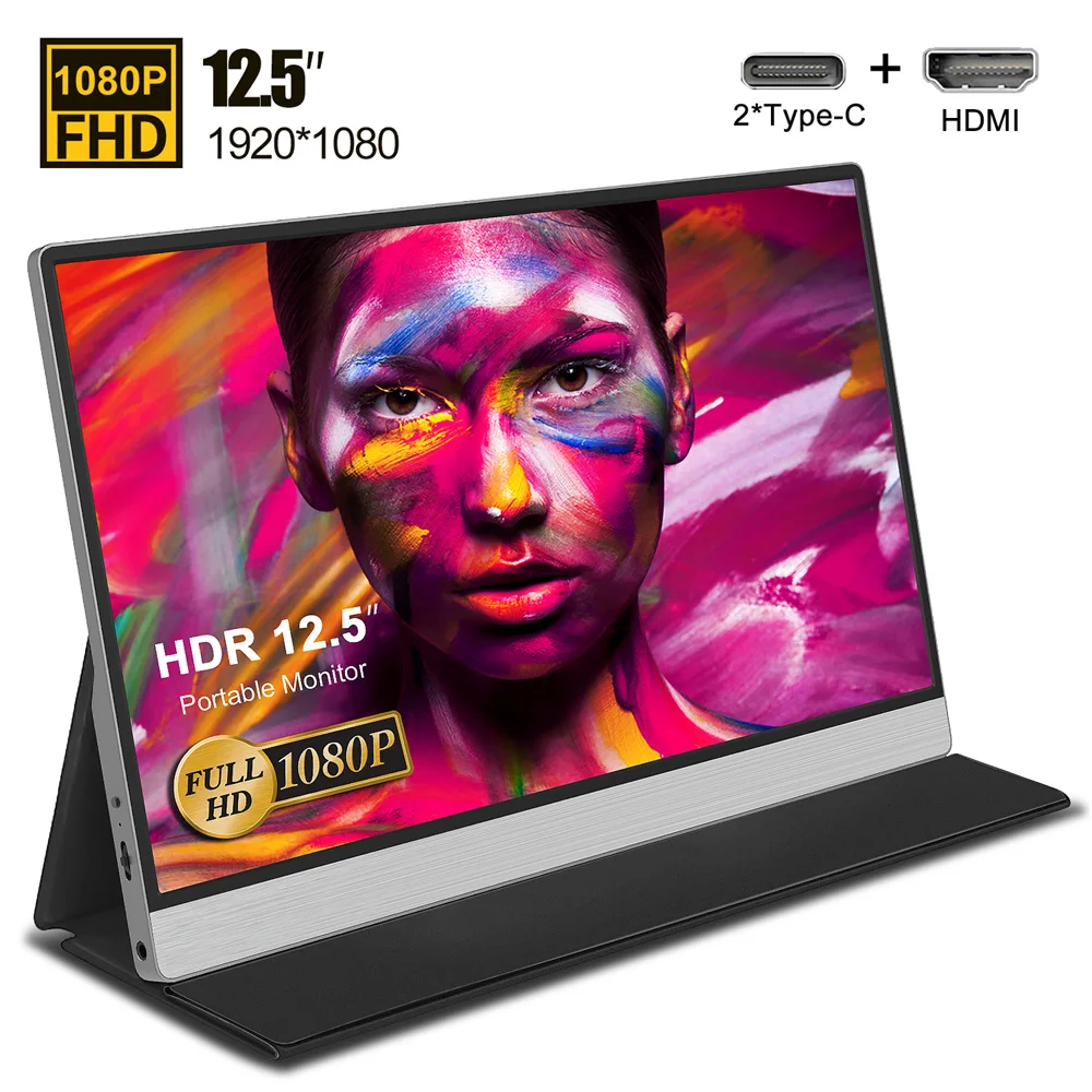 저렴한 10 포인트 IPS 패널 터치 스크린 4K LCD 디스플레이 USB C 12.5 울트라 얇은 알루미늄 휴대용 게임 모니터 X 박스 시리즈 X PS4 PS3