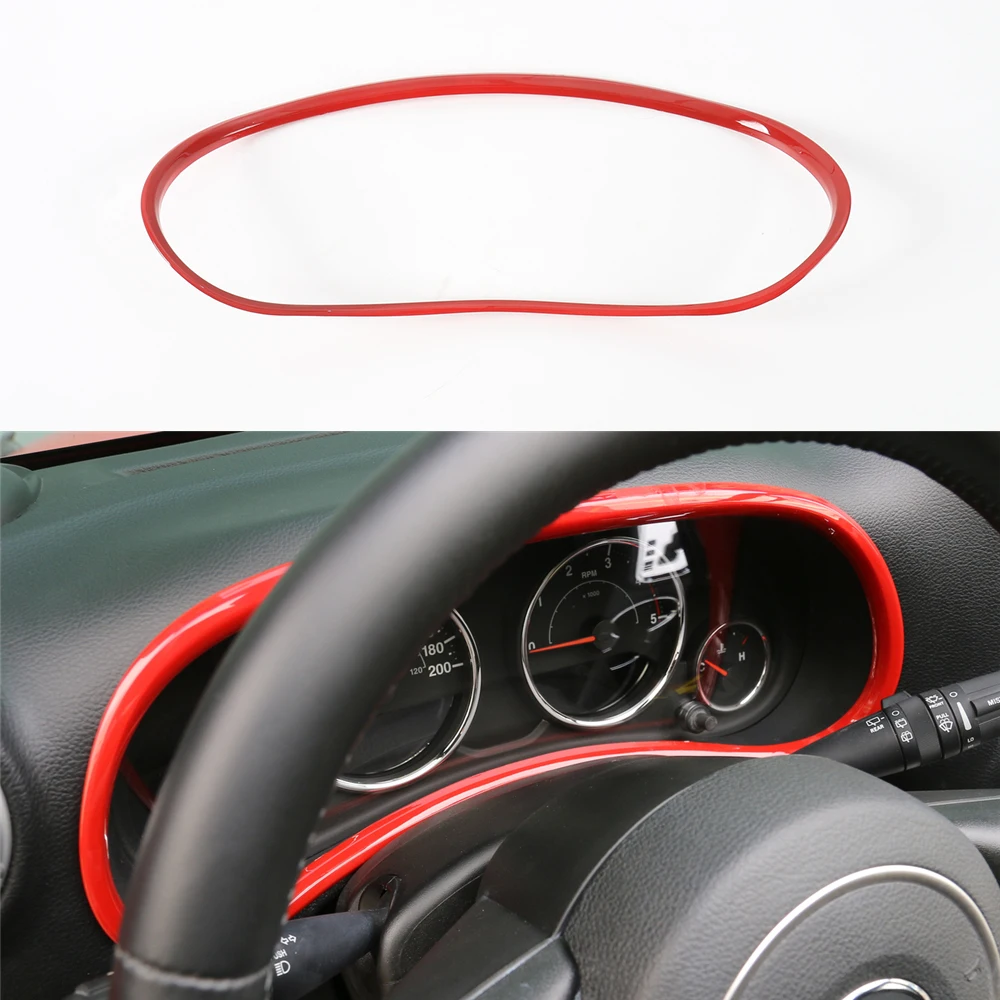 Car Dashboard Decorative Frame Stickers Cover Trim Decal for Jeep Wrangler JK 2011-2017 2/4-Door Interior Accessories ABS Red
