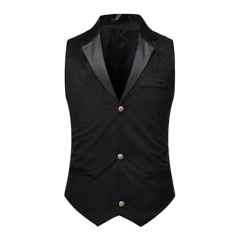 

Mens Black Gothic Suit Vest 2022 Fashion Business Casual Vest Waistcoat Men Single Breasted Vests Male Wedding Costume Homme XL