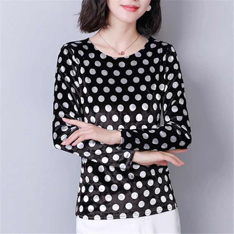 Бархатные блузки в винтажном стиле Женские топы 2021 осень с длинным рукавом