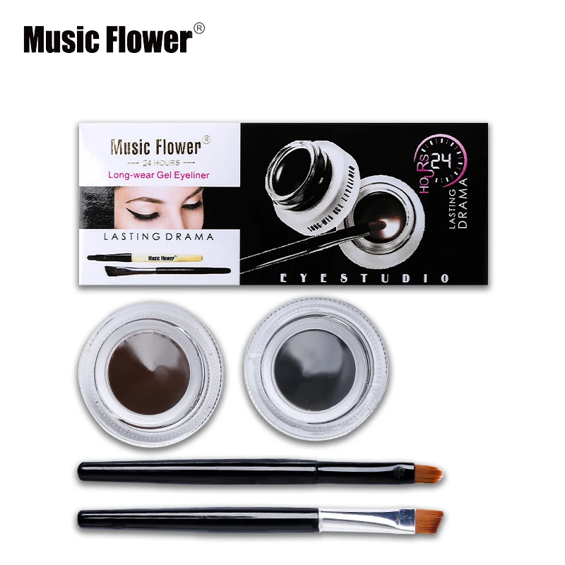 Музыкальный Цветок Лучший 2 в 1 коричневый + черный гель для подводки глаз макияжа