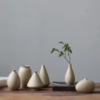 Ceramic Small Vase Mini Coarse Pottery Unglazed Retro Flower Decorative Dried Pots Crafts Modern Tabletop Vase Decoration