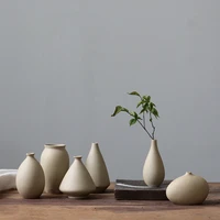 ceramic small vase mini coarse pottery unglazed retro flower decorative dried flower pots decorative crafts