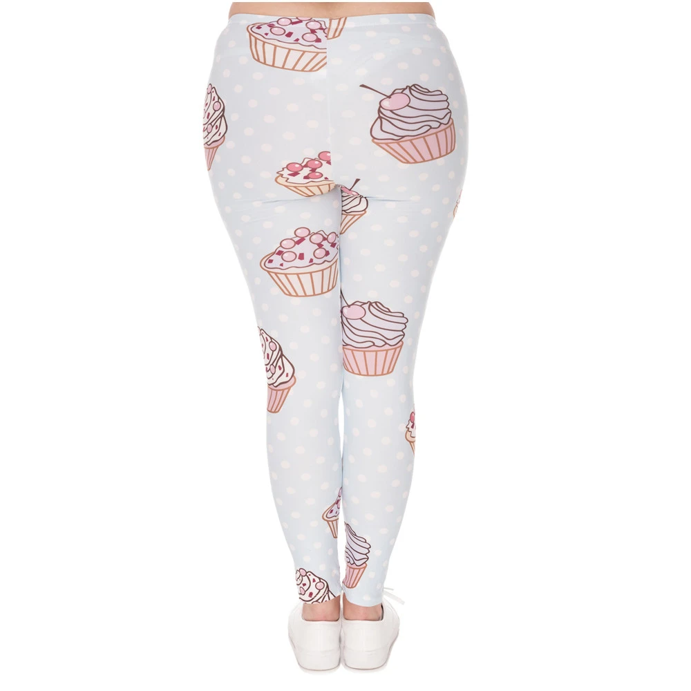 Fashion Large Size Leggings Muffin Dots Printed High Waist Leggins Plus Trousers Stretch Pants For Plump Women#3 | Женская одежда