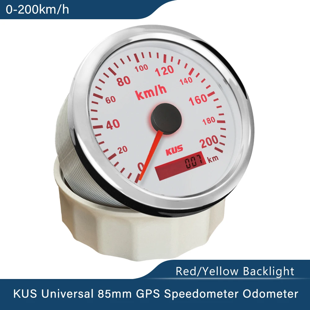 

KUS Универсальный 85 мм GPS Спидометр Speedo 200 км/ч для автомобиля Грузовик Мотор Авто Водонепроницаемый с красной/Желтой подсветкой 12В 24В