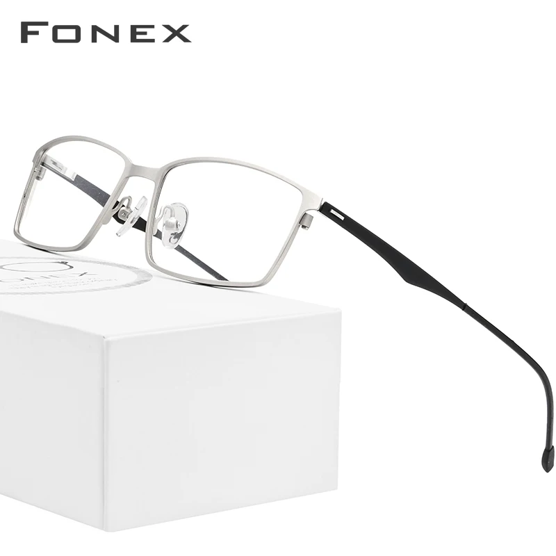 FONEX сплав очки для мужчин сверхлегкий близорукость по рецепту очки рамки женщин квадратный полный оптические оправы мужские Безвинтовые очки