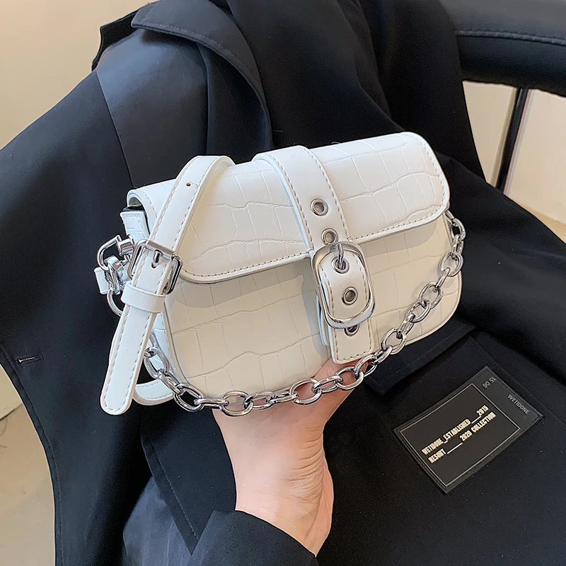 

Vintage Design Women Chain Shoulder Bag Solid Color PU Leather Women Small Crossbody Bags Female Armpit Bag Purse Handbags Sac