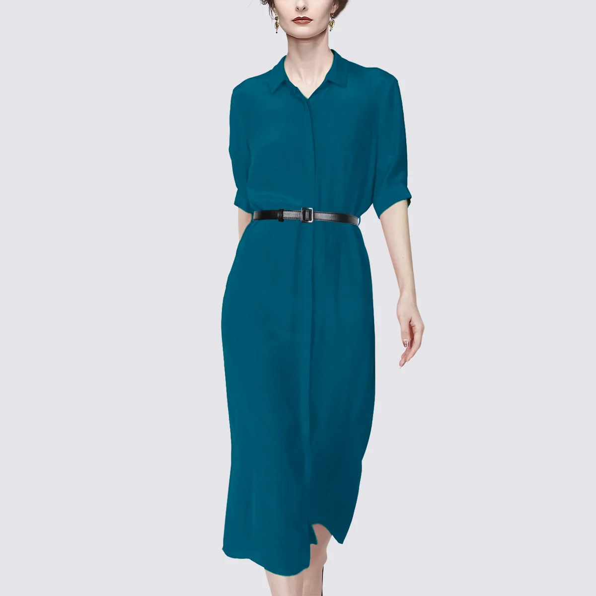 

Новинка лета 2021, французское платье-рубашка в западном стиле, женское облегающее ТРАПЕЦИЕВИДНОЕ ПЛАТЬЕ средней длины