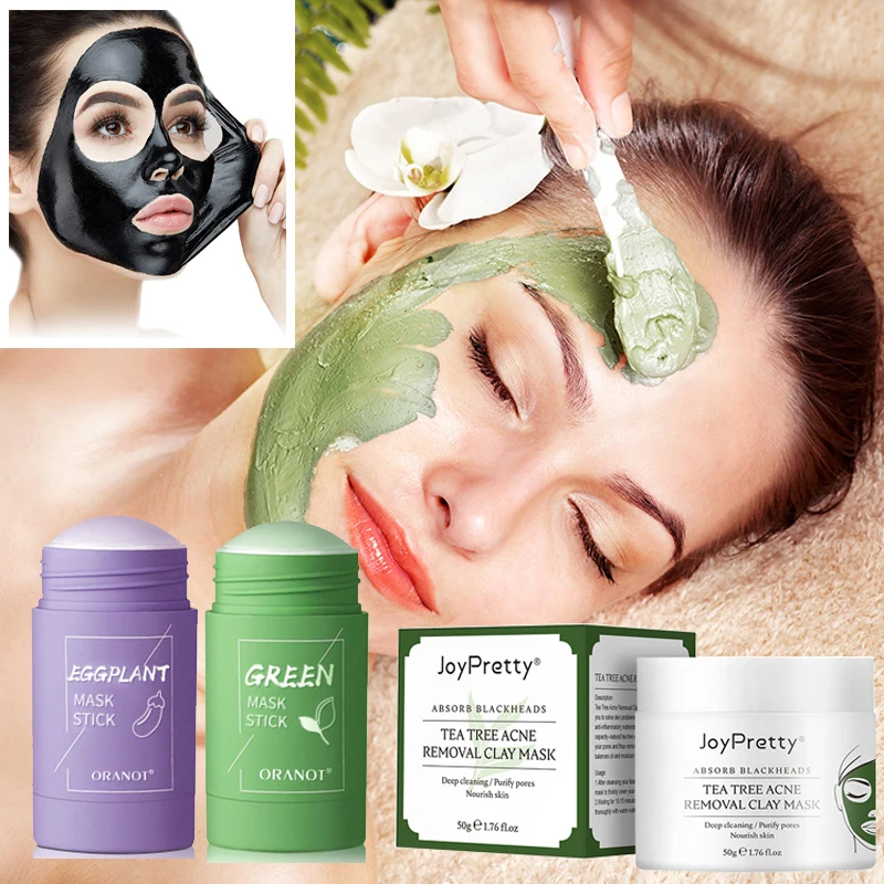 

2PCS Green Tea Mask Stick Oil Control Anti Acne Deep Cleaning Skin Care Moisturizing Remove Blackhead Fine Pore Mud Clay Mask