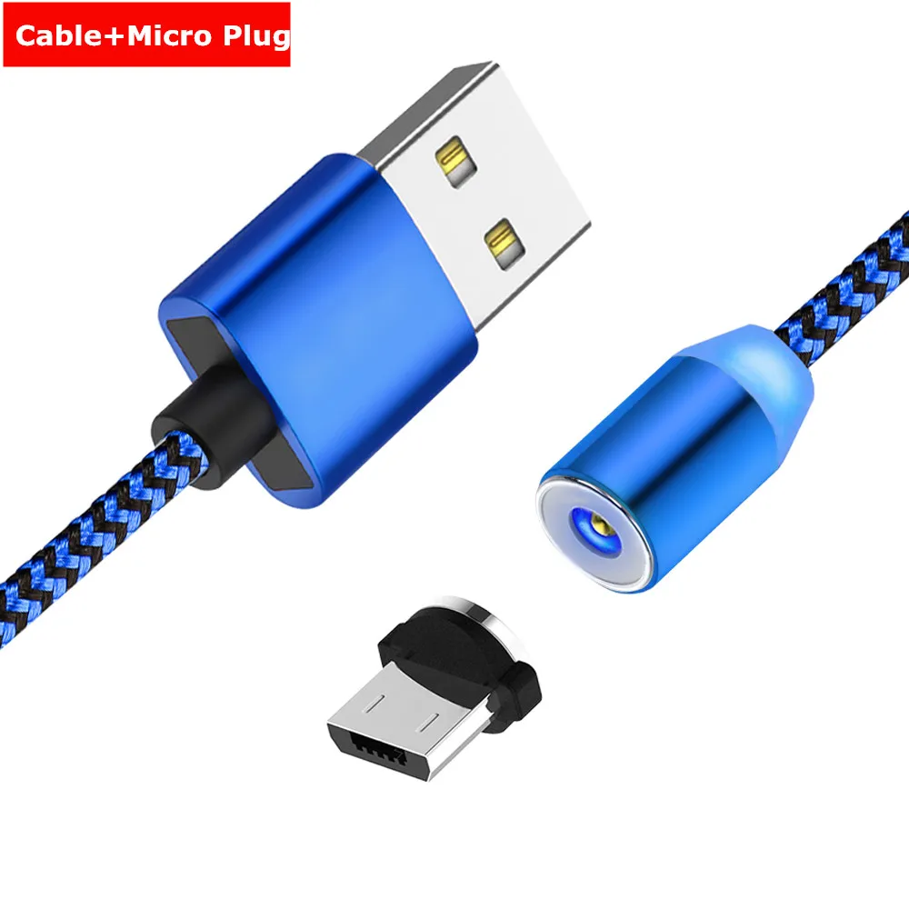 Blue Micro Cable Магнитный Micro USB кабель NiSi для iPhone XR samsung S9 Xiaomi huawei mate 20 TypeC/8PIN IOS штекер провод для быстрой зарядки Кабели 1 м - Цвет: Blue Micro Cable