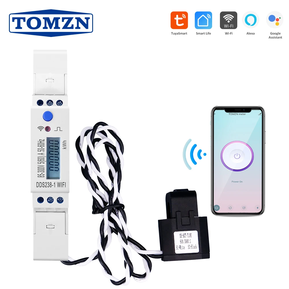 

60A Din Rail 18mm Tuya Single Phase WIFI Smart Energy Meter timer Power Consumption Monitor kWh Meter Wattmeter 110V 220V