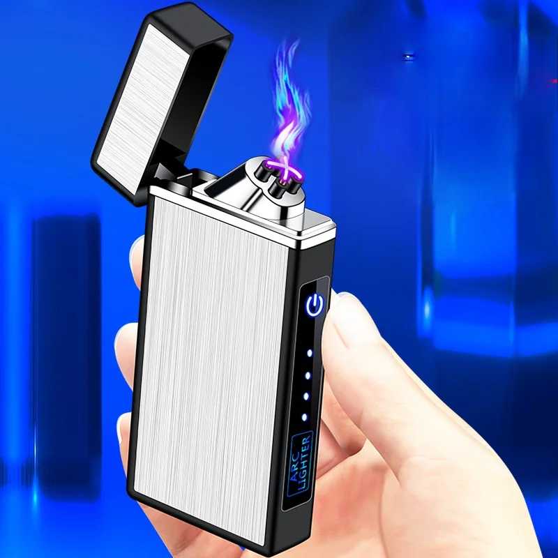 

Plastic Double Arc Metal Drawing Creative Windproof USB Rechargeable Lighter Smoking Accessories for Weed Tobacco Accessories