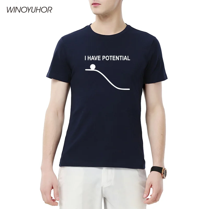 

Футболка мужская с рисунком потенциальной энергии, модная тенниска с коротким рукавом, подарок для физического ученого