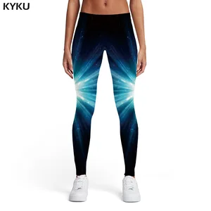 Женские леггинсы с космическим рисунком KYKU, черные эластичные леггинсы в космическом стиле, облегающие джеггинсы с принтом Aurora