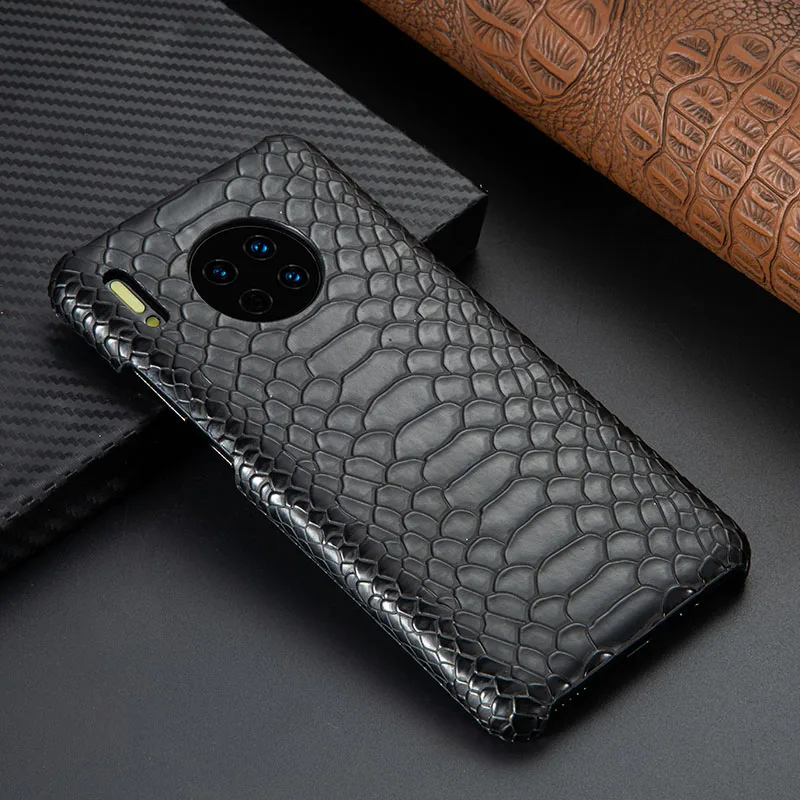 Роскошный чехол для телефона huawei mate 30 Чехол со змеиным узором для huawei mate 30 Pro чехол mate 30 чехол s задняя крышка Fundas - Цвет: Черный
