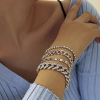 4pcs combo set snake bone chain hand ornament women simple personality suit cuba chain inlaid diamond bracelets girl hand chains