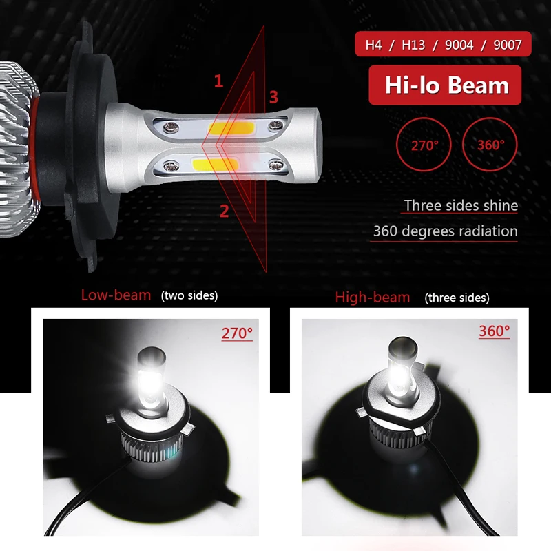 CARCTR светодиодный автомобилей головной светильник лампы H4 9004 9007 H13/9008 H1 H3 880/881 H7