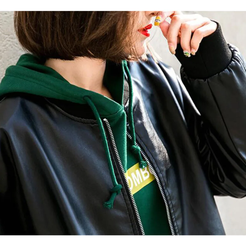 Мужская кожаная куртка весна-осень 2020 из ПУ кожи с длинным рукавом на молнии