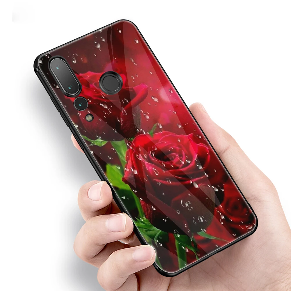 

Beautiful Garden Red Roses Flowers For Huawei Nova 2i 2s 3 3E 3i 4 4E 5i Pro 5T 5Z 5 7 8 SE 7i 8 Pro Tempered Glass Case