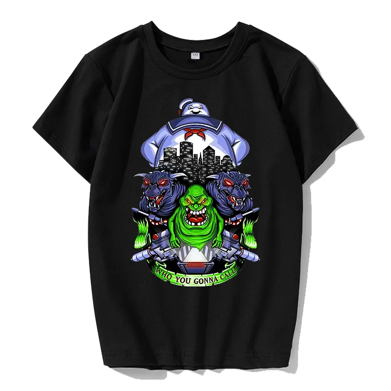 

Summer Children's T-Shirt Child Aged 3-12 Casual Short Sleeve Top Boys' Girls' T-Shirt Fashion Cotton Round Neck Ghostbusters
