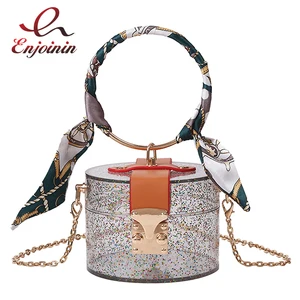 Прозрачный пластиковый женский клатч с золотыми ручками-кольцами, модные кошельки и сумочки, вечерний клатч, сумка-тоут на плечо с цепочкой