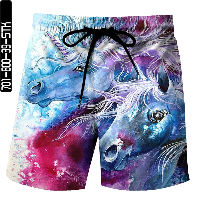 

2021 New Men's 3D unicorn Print Shorts, Men's Novel Personality Shorts