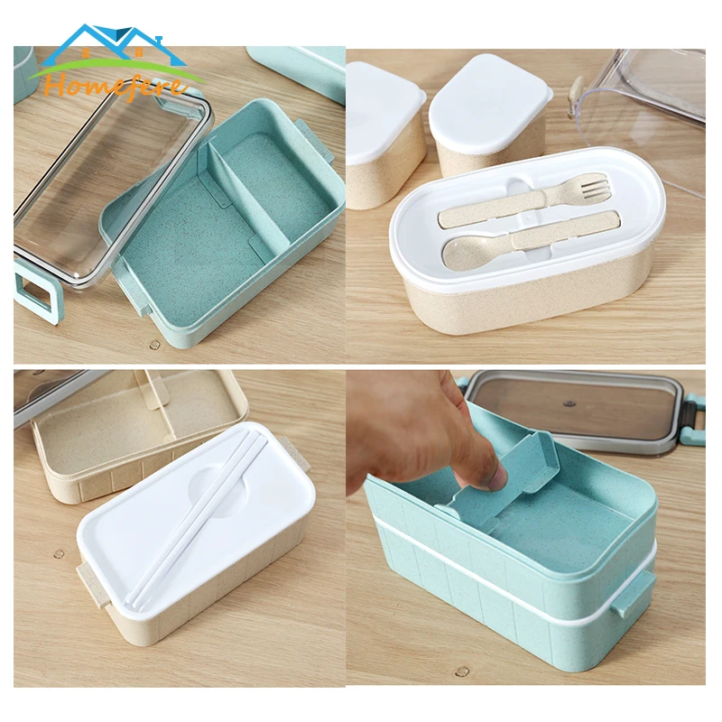 Домашний Ланч-бокс Bento box для студентов офисных работников двухслойный