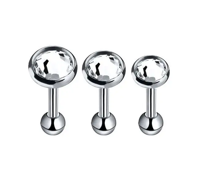 A Imixlot 3 шт./компл. 316L из нержавеющей стали круглые циркониевые серьги-тренгус штанга-Спираль пирсинг для хряща уха кольцо ювелирные изделия для женщин девушек - Окраска металла: A