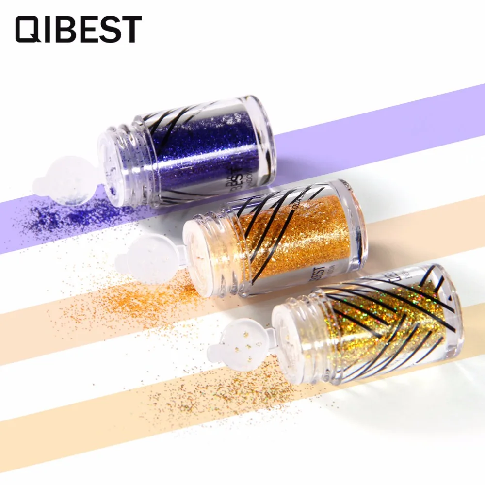 2 предмета/комплект QIBEST тени для век Блеск Цвет золотистый серебристый металлик