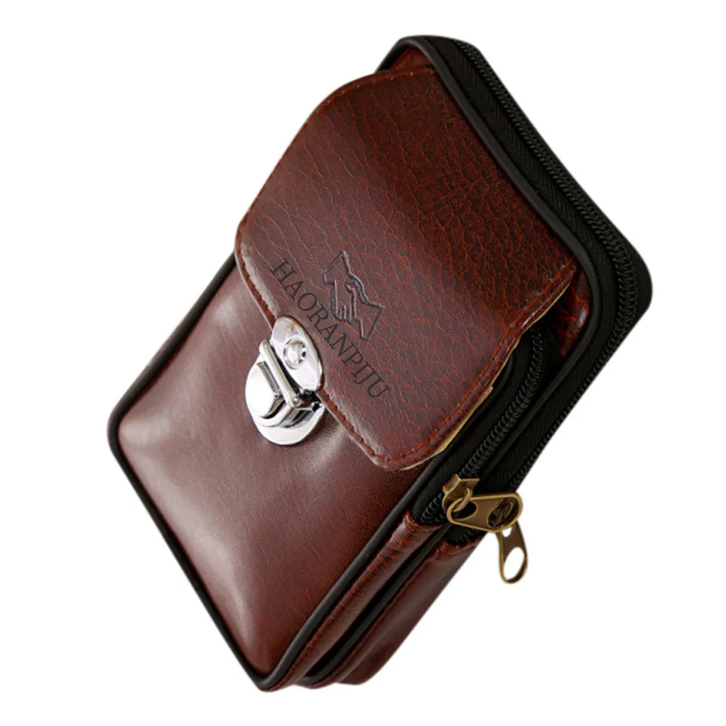 Мужская простая поясная сумка в стиле ретро повседневная двухслойная Женская