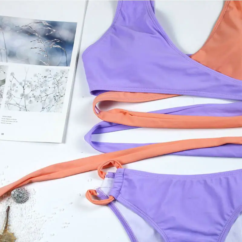 UK Женский комплект бикини купальник Мягкий бюстгальтер стринги купальный костюм