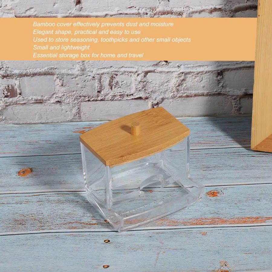 Коробка для хранения Прозрачная банка приправ бамбуковая крышка хлопок тампон